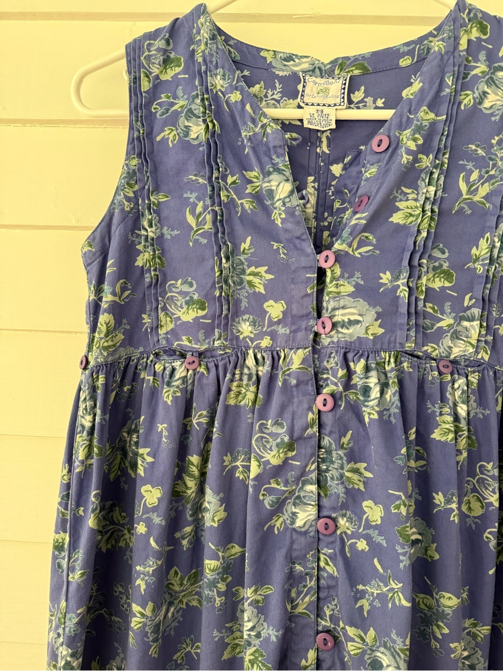 Vintage Cornelloki Floral Cotton Dress XS Blue Cottagecore Button Front - Picture 5 of 7